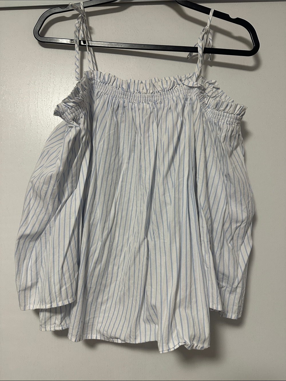 Forever 21 Striped Off-the-Shoulder Top with 3/4 Sleeves